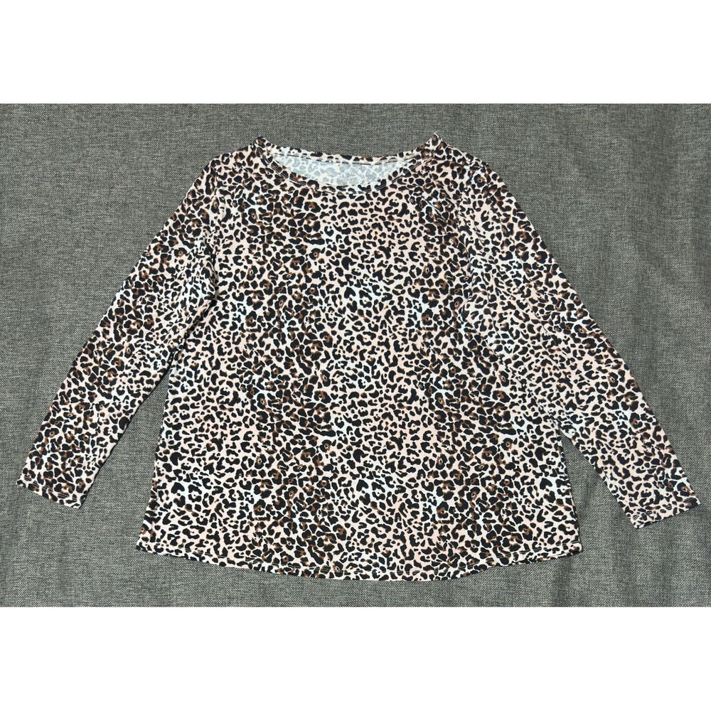 Maurices Womens 1X Top Animal Print Long Sleeve Rayon Spandex